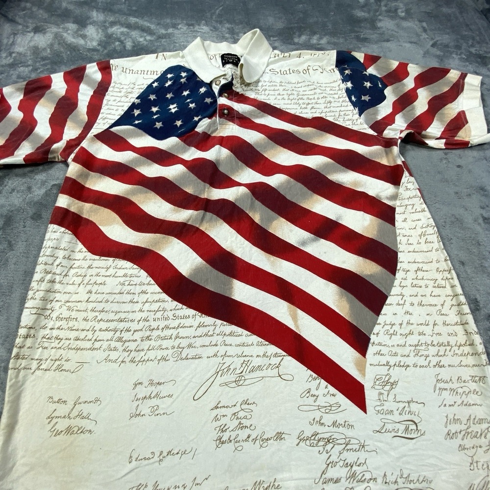 Cotton Traders Sport American Flag Polo Shirt Large Mens Patriotic 4th of July
